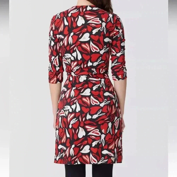 Diane Von Furstenberg Julian Silk Jersey Wrap Dress in Rabbit Hearts Red XXS EUC - Picture 4 of 12